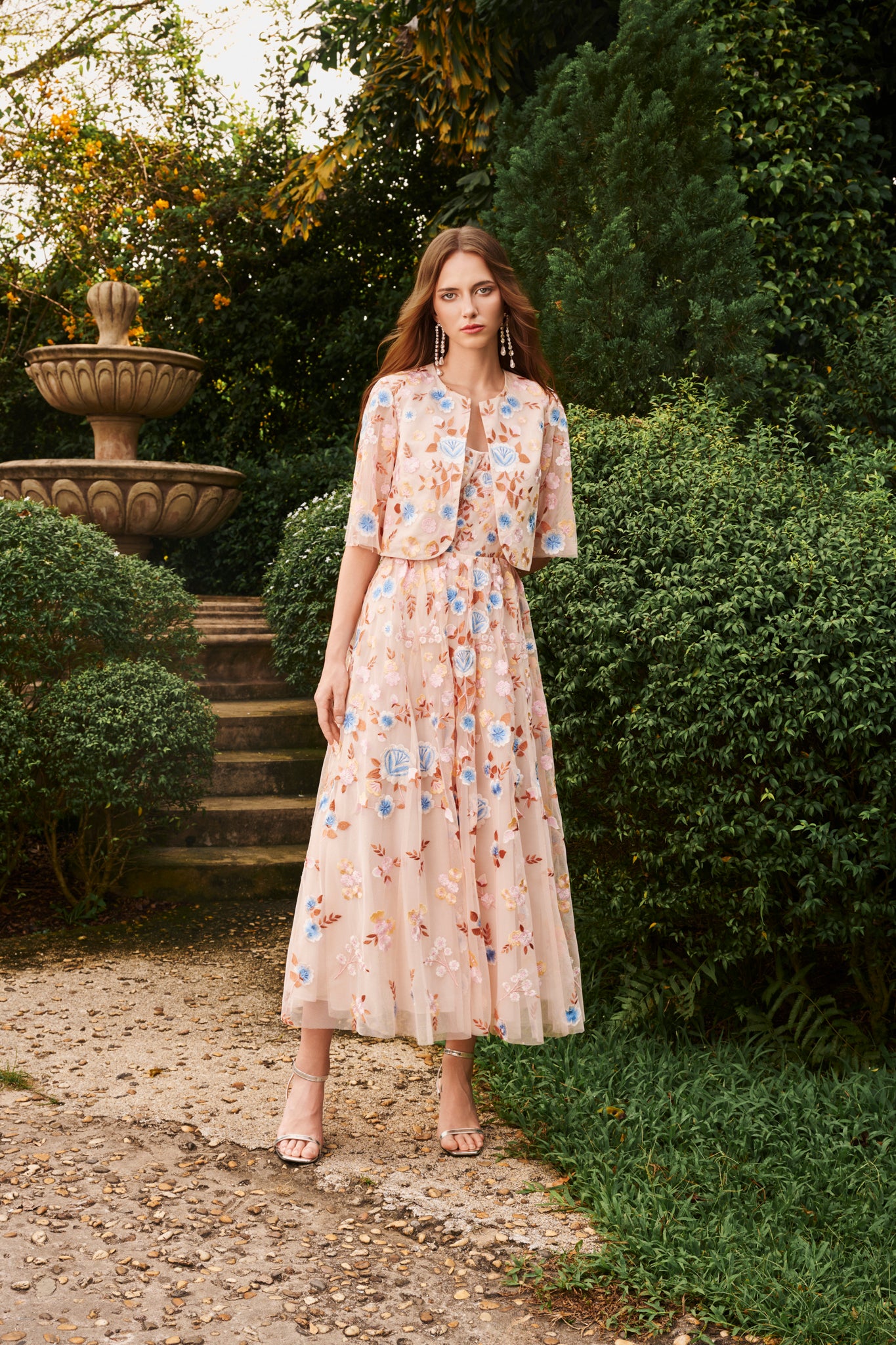 AVIETTE EMBROIDERED MIDI DRESS WITH CAPE House Of Eda AVIETTE EMBROIDERED MIDI DRESS WITH CAPE House Of Eda